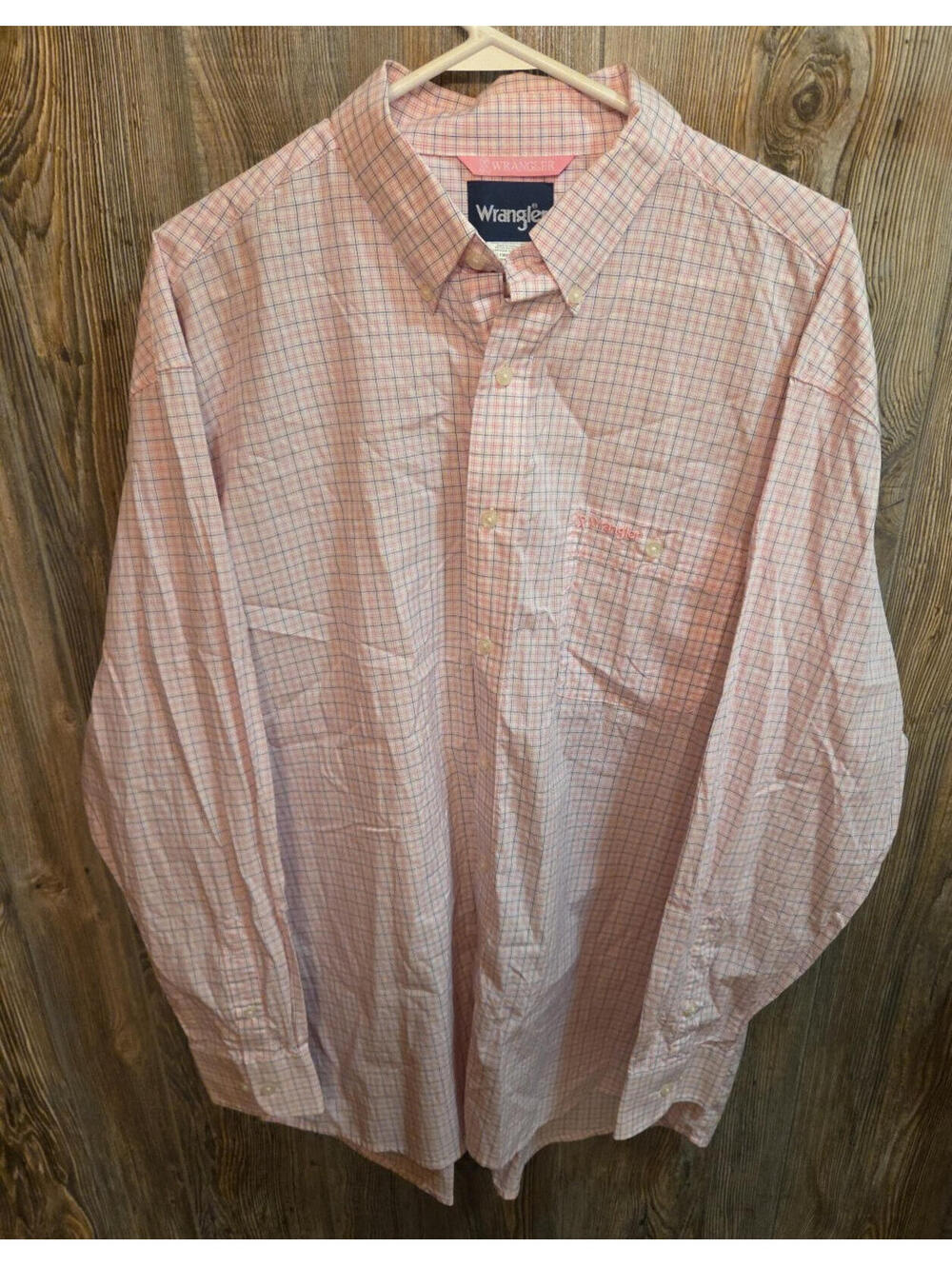 Wrangler Western Button Shirt Men Size XL Pink Ribbon Breast Cancer Aware Rodeo
